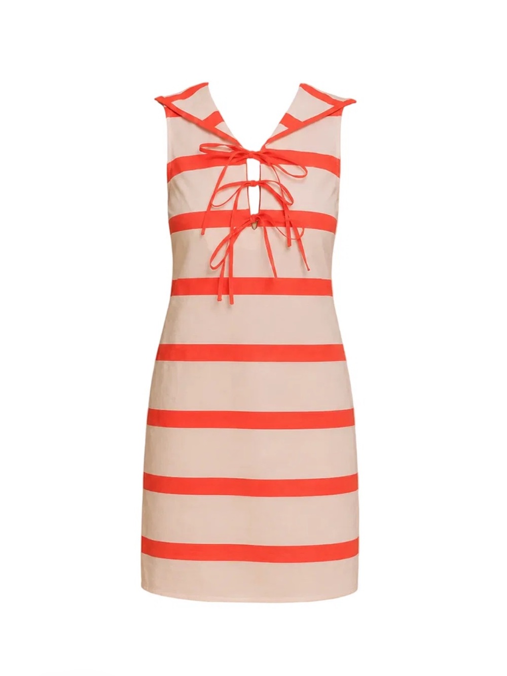 Sleeveless Red “coral” Striped SailorDress